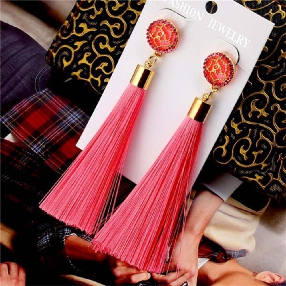 💍3 for $25💍Pink long tassel earrings
